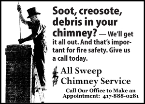 Soot, creosote, debris in your chimney?  Call All Sweep Chimney Service - Springfield Missouri - 417-888-0281